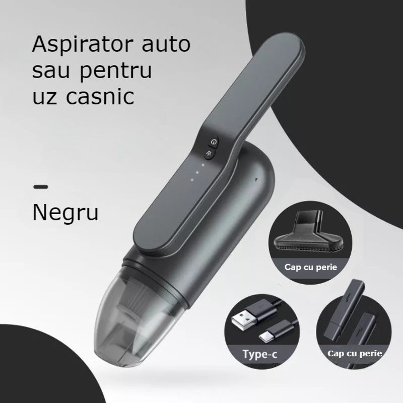 Auto si Moto - Intretinere auto - Aspiratoare auto - Aspirator auto sau de uz casnic, putere mare de aspiratie, portabil, fara fir, anti-acarieni, lumina UV, 80W, 13000 Pa - Infinity.ro