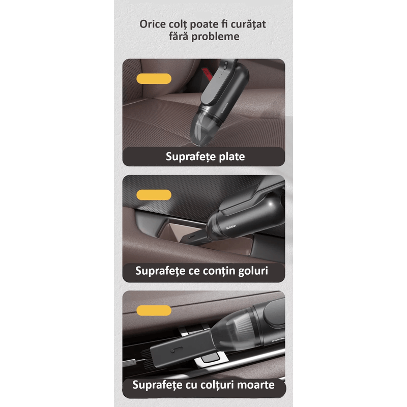 Auto si Moto - Intretinere auto - Aspiratoare auto - Aspirator auto sau de uz casnic, putere mare de aspiratie, portabil, fara fir, anti-acarieni, lumina UV, 80W, 13000 Pa - Infinity.ro