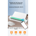 PC, gaming si accesorii - Imprimante, scanere & consumabile - Imprimante - Imprimante termice - Mini imprimanta termica, fara fir, fara tus, A4, Bluetooth, compatibila cu iOS / Android, 1000 mAh, 100 foi incluse - Infinity.ro