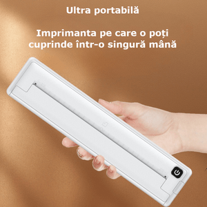 Mini imprimanta termica, fara fir, fara tus, A4, Bluetooth, compatibila cu iOS / Android, 1000 mAh, 100 foi incluse