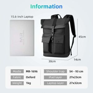 Rucsac barbati Mark Ryden retro pentru laptop cu extensie de 15 cm, impermeabil