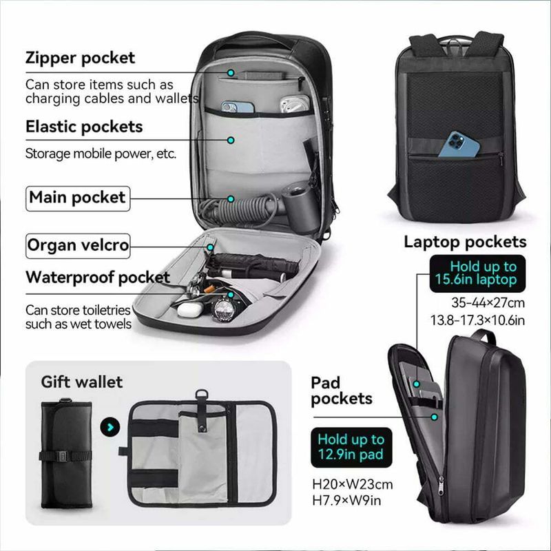 Fashion, accesorii si bijuterii - Barbati - Accesorii barbati - Genti si rucsacuri barbati - Rucsac barbati Mark Ryden , impermeabil , compartiment laptop 15.6 , portofel cadou, lacat TSA - Infinity.ro