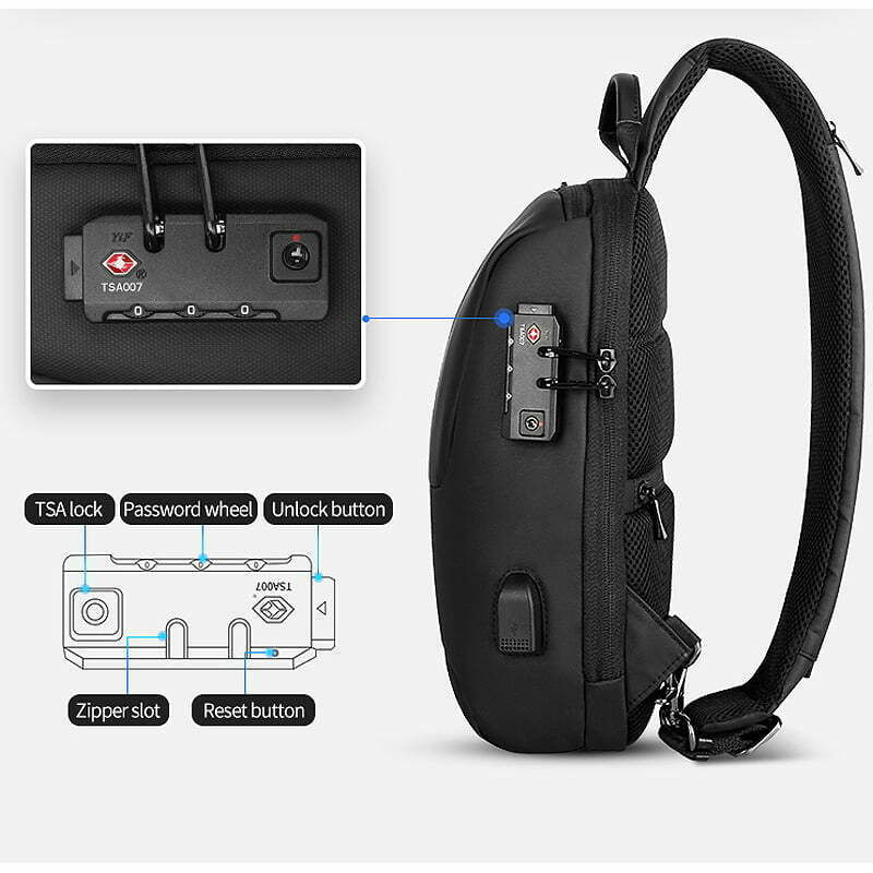 Fashion, accesorii si bijuterii - Barbati - Accesorii barbati - Genti si rucsacuri barbati - Geanta umar Smart Mark Ryden, impermeabila , 5 buzunare, bareta ajustabila stanga dreapta, lacat cu cifru - Infinity.ro
