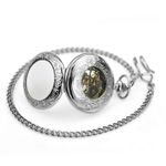 Fashion, accesorii si bijuterii - Barbati - Bijuterii barbati - Ceasuri barbati - Ceas de buzunar vintage Mbrands mecanic skeleton argintiu - Infinity.ro