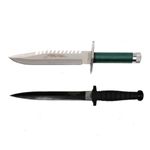 Casa si Gradina - Bucatarie si vesela - Vesela si tacamuri - Cutite si seturi de cutite - Set doua Cutite de vanatoare , Tactical Knife, IdeallStore®, otel inoxidabil, verde, 35 cm - Infinity.ro