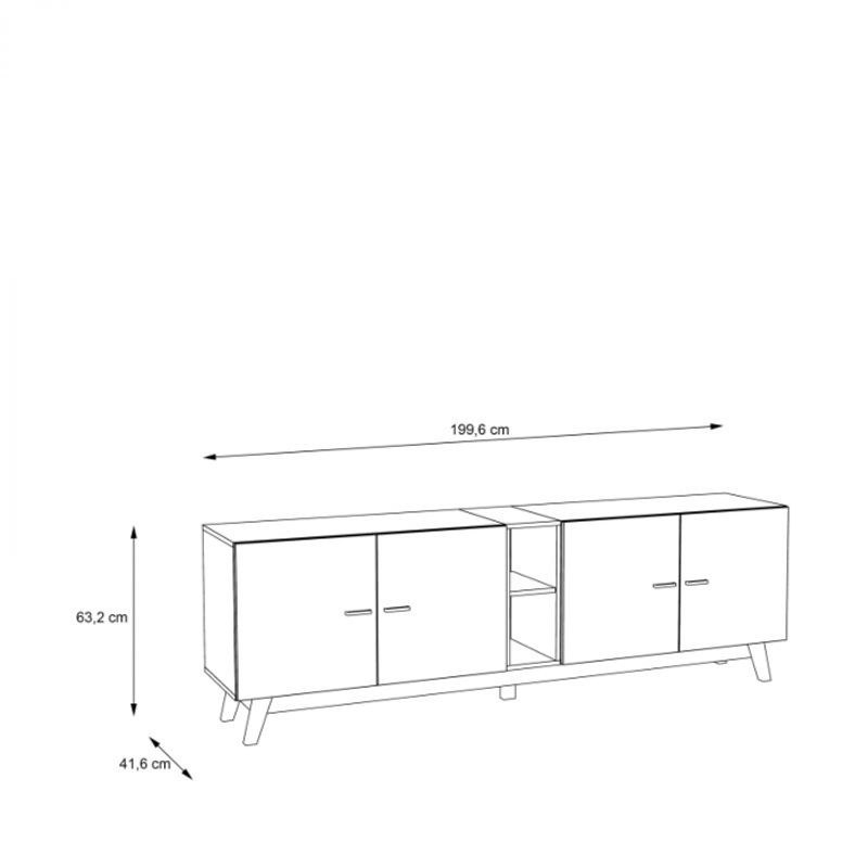 Casa si Gradina - Mobilier - Comode si corpuri - Comode - Comoda Cardiff 200x63x41 cm Nuanta Negru/Sonoma - Infinity.ro