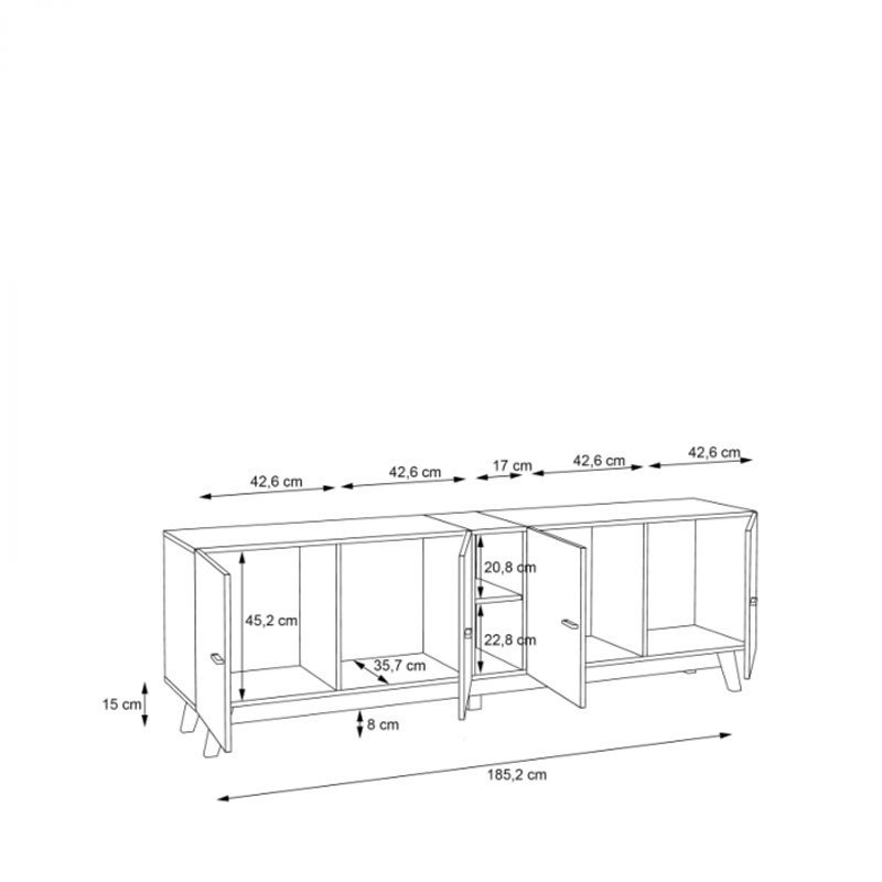 Casa si Gradina - Mobilier - Comode si corpuri - Comode - Comoda Cardiff 200x63x41 cm Nuanta Negru/Sonoma - Infinity.ro