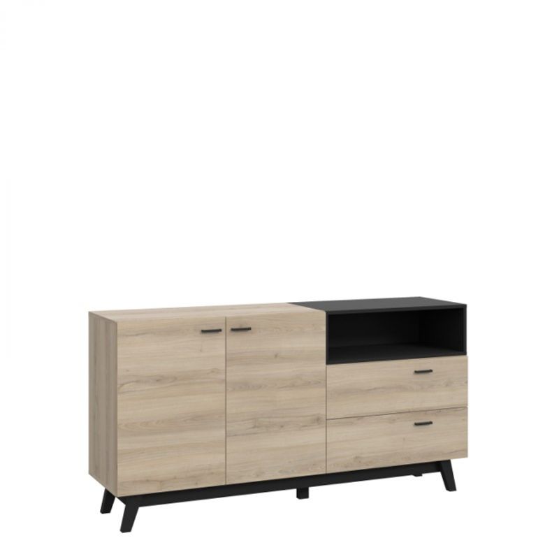 Casa si Gradina - Mobilier - Comode si corpuri - Comode - Comoda Nova 159.5x82.4x41 cm Nuanta Sonoma/Negru - Infinity.ro