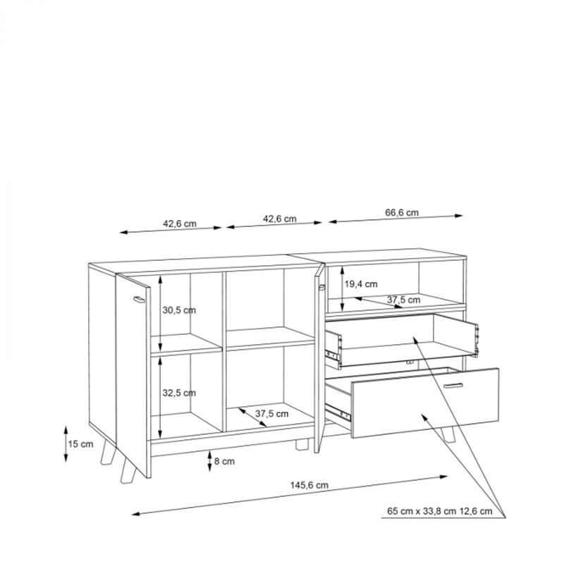 Casa si Gradina - Mobilier - Comode si corpuri - Comode - Comoda Nova 159.5x82.4x41 cm Nuanta Sonoma/Negru - Infinity.ro