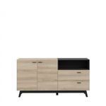 Casa si Gradina - Mobilier - Comode si corpuri - Comode - Comoda Nova 159.5x82.4x41 cm Nuanta Sonoma/Negru - Infinity.ro