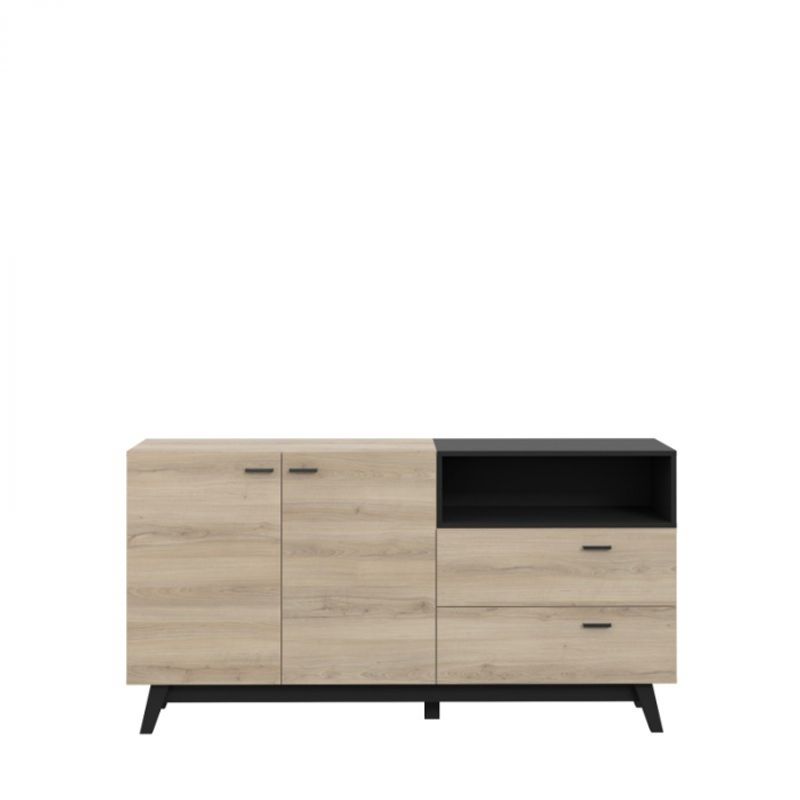 Casa si Gradina - Mobilier - Comode si corpuri - Comode - Comoda Nova 159.5x82.4x41 cm Nuanta Sonoma/Negru - Infinity.ro