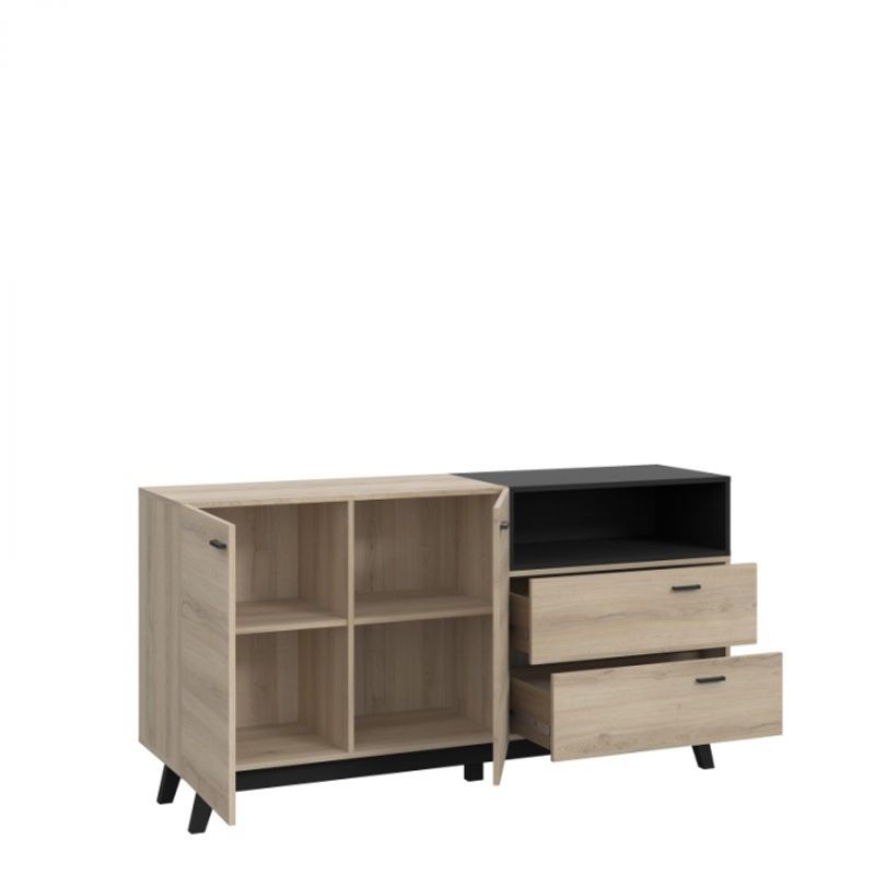 Casa si Gradina - Mobilier - Comode si corpuri - Comode - Comoda Nova 159.5x82.4x41 cm Nuanta Sonoma/Negru - Infinity.ro
