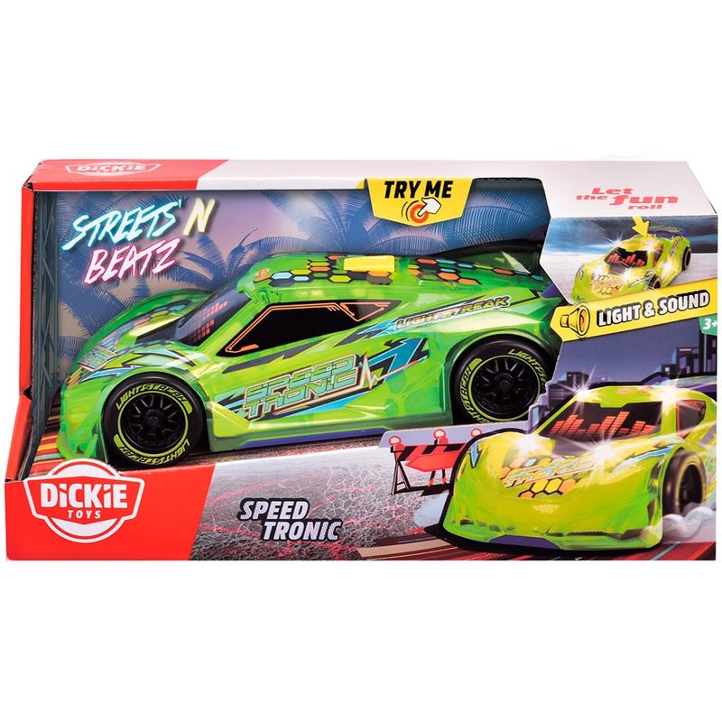 Jucarii, Copii si Bebe - Jucarii si jocuri - Vehicule si jucarii cu telecomanda - Masinute - Masina Dickie Toys Speed Tronic 20 cm verde cu lumini si sunete - Infinity.ro