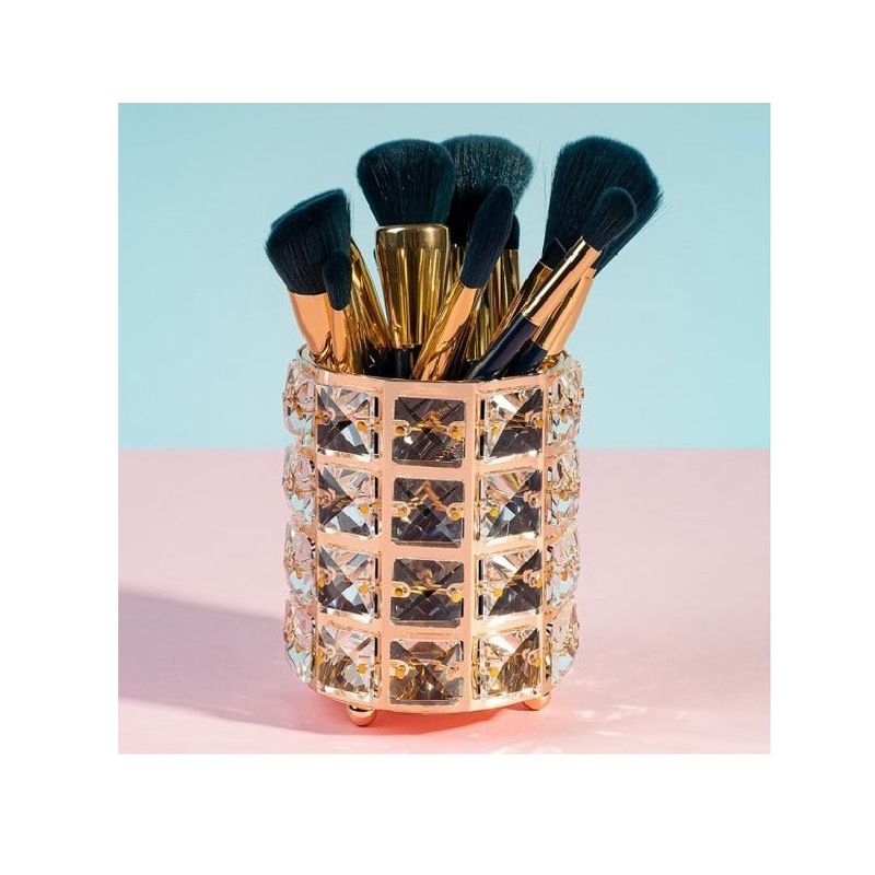 Ingrijire personala si Cosmetice - Machiaj - Accesorii machiaj - Suport pensule pachiaj. Crystal Luxury, Gold, A13479 - Infinity.ro