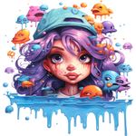 Casa si Gradina - Decoratiuni - Stickere decorative - Sticker decorativ, Culori Pastelate, Fata, Mov, Albastru, 62 cm, 1347STK-6 - Infinity.ro