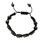 Fashion, accesorii si bijuterii - Femei - Bijuterii femei - Bratari femei - Bratara cu pietre Hematit, Charmuri in forma de craniu si Cristale, Argintiu, 107BJ - Infinity.ro