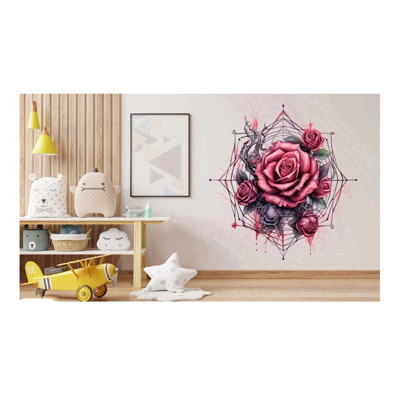 Casa si Gradina - Decoratiuni - Stickere decorative - Sticker decorativ, Trandafiri, Roz, 61 cm, 1343STK-17 - Infinity.ro