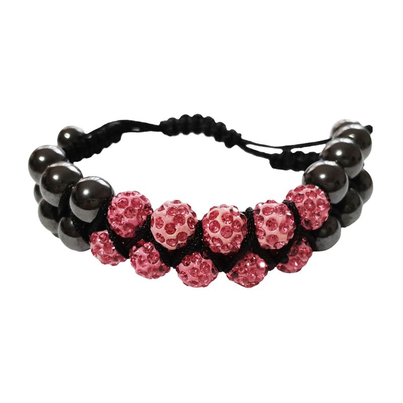 Fashion, accesorii si bijuterii - Femei - Bijuterii femei - Bratari femei - Bratara cu pietre Hematit, Charmuri si Cristale, Roz, 140BJ - Infinity.ro