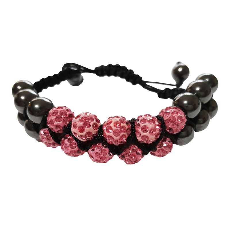 Fashion, accesorii si bijuterii - Femei - Bijuterii femei - Bratari femei - Bratara cu pietre Hematit, Charmuri si Cristale, Roz, 140BJ - Infinity.ro