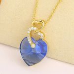 Fashion, accesorii si bijuterii - Femei - Bijuterii femei - Coliere femei - Colier Placat cu Aur Alb si Rodiu, Pandantiv Cristal Austria, forma inima - Infinity.ro