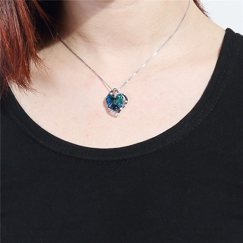 Fashion, accesorii si bijuterii - Femei - Bijuterii femei - Coliere femei - Lantisor + Colier Placat cu Aur Alb si Rodiu, Pandantiv Cristal Austria - Infinity.ro