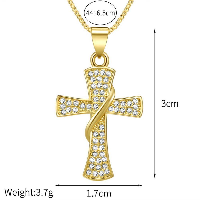 Fashion, accesorii si bijuterii - Femei - Bijuterii femei - Coliere femei - Colier MBrands cu pandantiv in forma de cruce cu cristale placat cu aur 18k - Infinity.ro