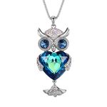 Fashion, accesorii si bijuterii - Femei - Bijuterii femei - Coliere femei - Colier MBrands Placat cu Aur Alb Rodiat cu Pandantiv Austria Crystals, forma bufnita, cristal mare - Infinity.ro