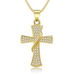 Fashion, accesorii si bijuterii - Femei - Bijuterii femei - Coliere femei - Colier MBrands cu pandantiv in forma de cruce cu cristale placat cu aur 18k - Infinity.ro