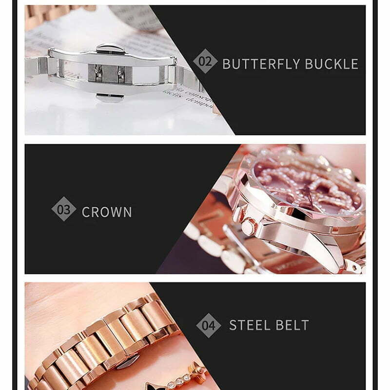 Fashion, accesorii si bijuterii - Femei - Bijuterii femei - Ceasuri femei - Ceas de dama Sanda, cadran in forma de inimioare rotative 360 grade - Mov - Infinity.ro