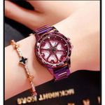 Fashion, accesorii si bijuterii - Femei - Bijuterii femei - Ceasuri femei - Ceas de dama Sanda, cadran in forma de inimioare rotative 360 grade - Mov - Infinity.ro