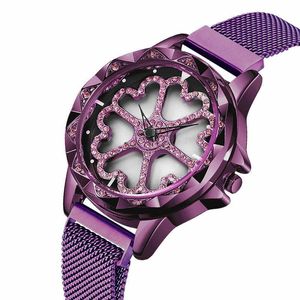 Ceas de dama Sanda, cadran in forma de inimioare rotative 360 grade bratara milaneza inchidere magnetica