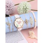 Fashion, accesorii si bijuterii - Femei - Bijuterii femei - Ceasuri femei - Set ceas si bratari dama MBrands , mecanism Seiko pc21s - Alb - Infinity.ro