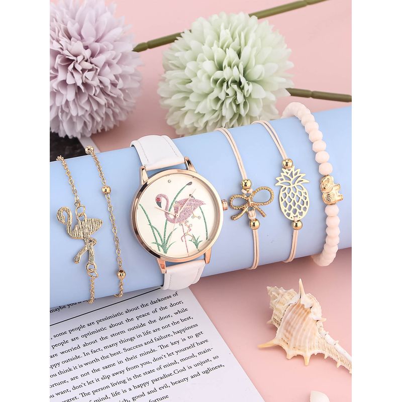 Fashion, accesorii si bijuterii - Femei - Bijuterii femei - Ceasuri femei - Set ceas si bratari dama MBrands , mecanism Seiko pc21s - Alb - Infinity.ro