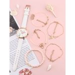 Fashion, accesorii si bijuterii - Femei - Bijuterii femei - Ceasuri femei - Set ceas si bratari dama MBrands , mecanism Seiko pc21s - Alb - Infinity.ro