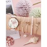 Fashion, accesorii si bijuterii - Femei - Bijuterii femei - Ceasuri femei - Set ceas si bratari dama MBrands , mecanism Seiko pc21s - Alb - Infinity.ro