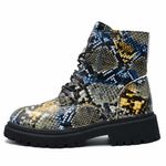 Fashion, accesorii si bijuterii - Femei - Incaltaminte femei - Ghete femei - Ghete dama MBrands HI Tops, din piele ecologica, imblaniti, cu presaj sarpe - 38, Galben/Maro - Infinity.ro