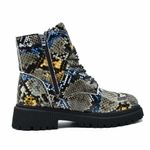 Fashion, accesorii si bijuterii - Femei - Incaltaminte femei - Ghete femei - Ghete dama MBrands HI Tops, din piele ecologica, imblaniti, cu presaj sarpe - 38, Galben/Maro - Infinity.ro