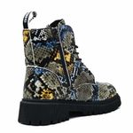 Fashion, accesorii si bijuterii - Femei - Incaltaminte femei - Ghete femei - Ghete dama MBrands HI Tops, din piele ecologica, imblaniti, cu presaj sarpe - 38, Galben/Maro - Infinity.ro