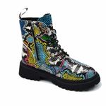 Fashion, accesorii si bijuterii - Femei - Incaltaminte femei - Ghete femei - Ghete dama MBrands HI Tops, din piele ecologica, imblaniti, cu presaj sarpe - 38, Galben/Maro - Infinity.ro