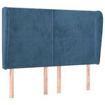 Casa si Gradina - Mobilier - Paturi si accesorii - Accesorii paturi - Tablie pat cu urechi albastru inchis 147x23x118/128 cm catifea - Infinity.ro