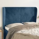Casa si Gradina - Mobilier - Paturi si accesorii - Accesorii paturi - Tablie pat cu urechi albastru inchis 147x23x118/128 cm catifea - Infinity.ro