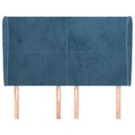 Casa si Gradina - Mobilier - Paturi si accesorii - Accesorii paturi - Tablie pat cu urechi albastru inchis 147x23x118/128 cm catifea - Infinity.ro