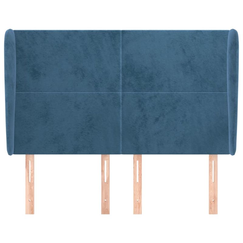 Casa si Gradina - Mobilier - Paturi si accesorii - Accesorii paturi - Tablie pat cu urechi albastru inchis 147x23x118/128 cm catifea - Infinity.ro