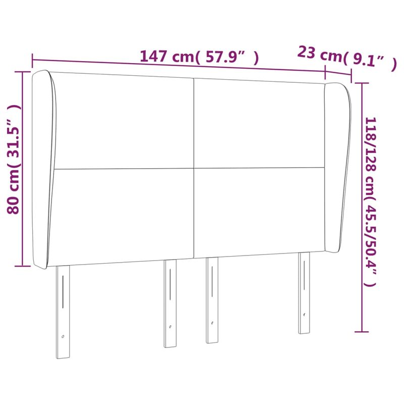 Casa si Gradina - Mobilier - Paturi si accesorii - Accesorii paturi - Tablie pat cu urechi albastru inchis 147x23x118/128 cm catifea - Infinity.ro