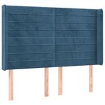 Casa si Gradina - Mobilier - Paturi si accesorii - Accesorii paturi - Tablie pat cu urechi albastru inchis 147x16x118/128 cm catifea - Infinity.ro