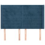 Casa si Gradina - Mobilier - Paturi si accesorii - Accesorii paturi - Tablie pat cu urechi albastru inchis 147x16x118/128 cm catifea - Infinity.ro