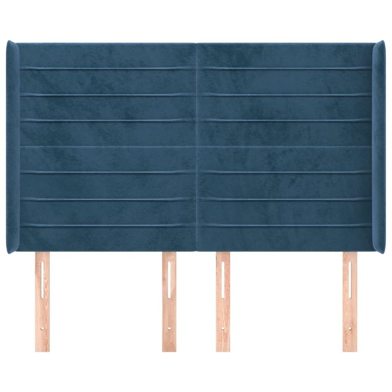 Casa si Gradina - Mobilier - Paturi si accesorii - Accesorii paturi - Tablie pat cu urechi albastru inchis 147x16x118/128 cm catifea - Infinity.ro