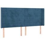 Casa si Gradina - Mobilier - Paturi si accesorii - Accesorii paturi - Tablie de pat cu LED, albastru inchis, 183x16x118/128cm catifea - Infinity.ro