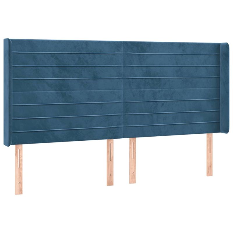 Casa si Gradina - Mobilier - Paturi si accesorii - Accesorii paturi - Tablie de pat cu LED, albastru inchis, 183x16x118/128cm catifea - Infinity.ro