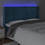 Casa si Gradina - Mobilier - Paturi si accesorii - Accesorii paturi - Tablie de pat cu LED, albastru inchis, 183x16x118/128cm catifea - Infinity.ro